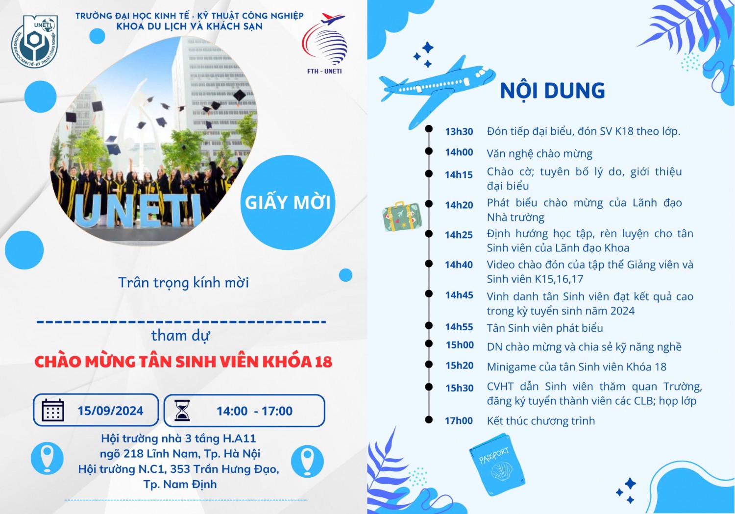 Thư mời tham dự chương trình chào tân sinh viên K18